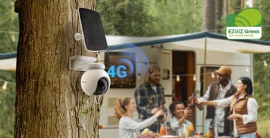 The new EZVIZ EB8 4G camera offers 4G cell networks with a rechargeable battery for 100% wire-free security coverage.