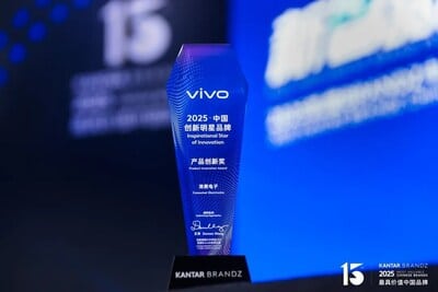 vivo secures top honors for innovation and growth at the 2025 Kantar BrandZ China Gala.